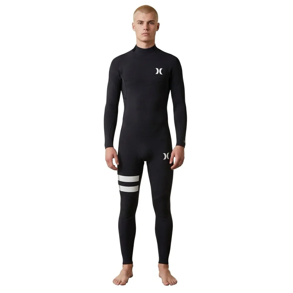 Hurley Mens Fusion 302 Chest Zip Wetsuit UPF 50+ 3, 2 mm Long Sleeve Black LTall